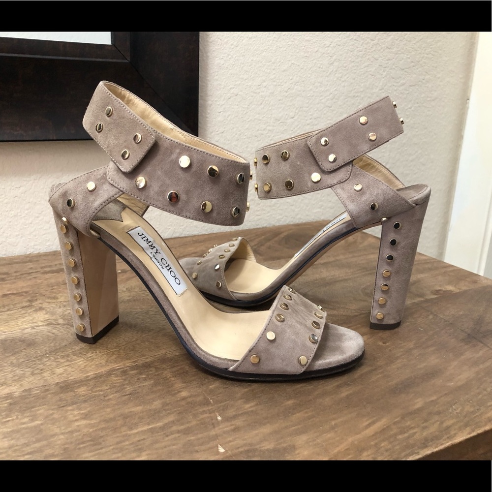 Jimmy Choo sandals  Veto 100  Light Mocha - Gold Tone Studs- EU Size 39 / US 9
